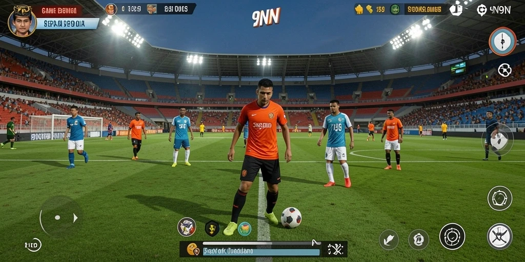 Gameplay seru dan atmosfer pertandingan sepak bola yang mendebarkan.