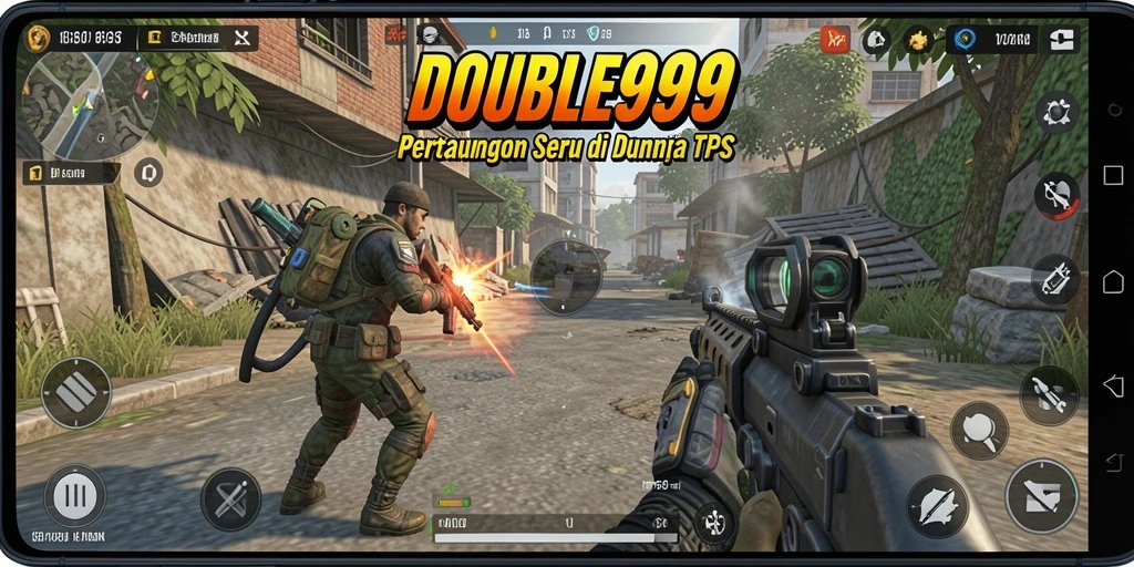 Tampilan menarik dari gameplay DOUBLE999 yang menegangkan di arena TPS.