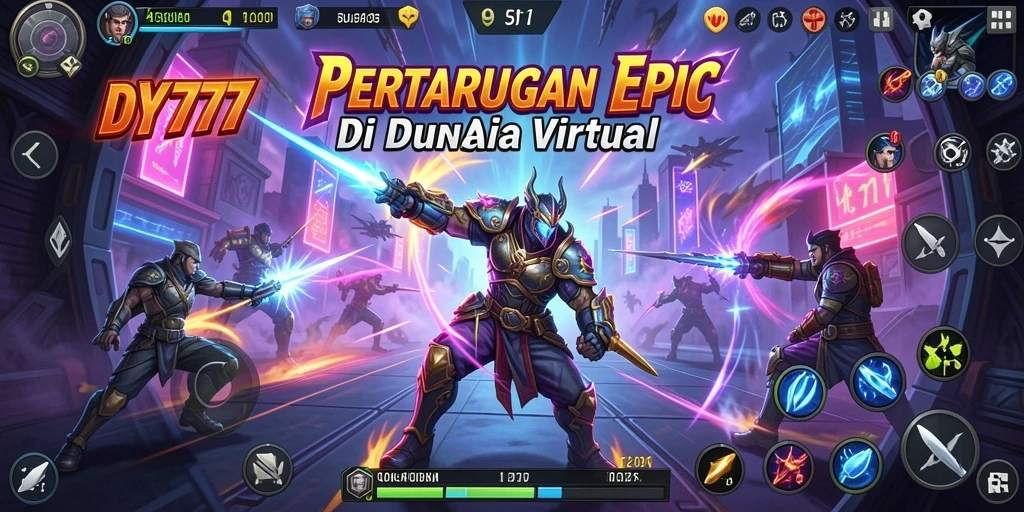 Tampilan seru pertarungan gameplay DY777 dengan karakter yang beraksi.