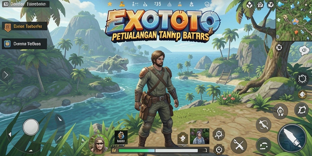 Tampilan gameplay EXOTOTO yang menakjubkan di dunia terbuka.