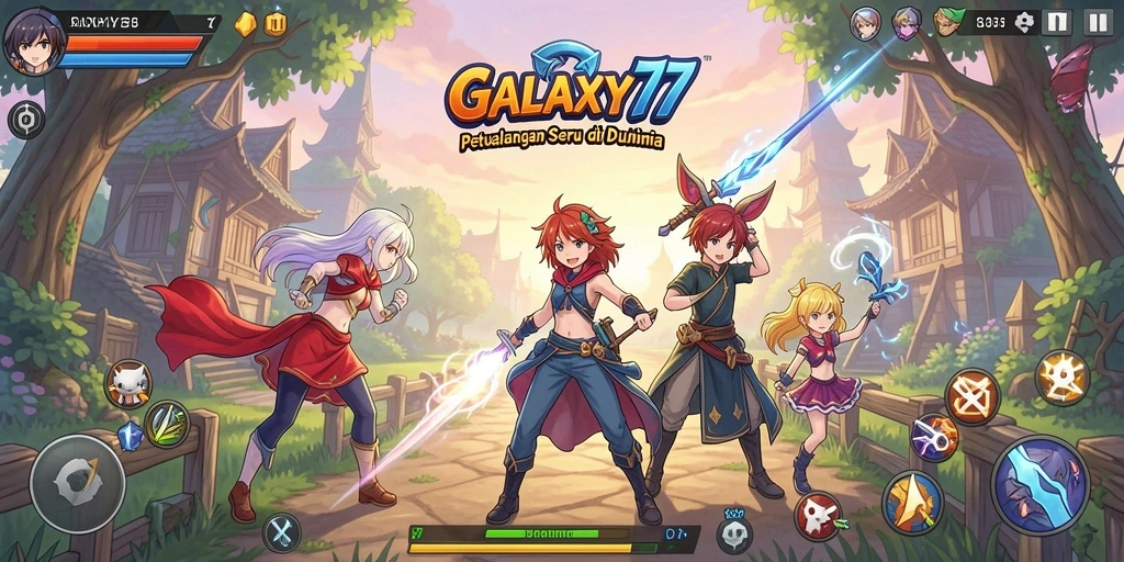 Screenshot menunjukkan aksi seru dalam <strong>GALAXY77</strong> dengan karakter Anime favorit.