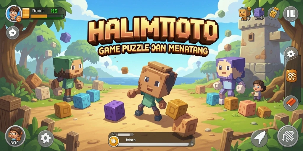 Screenshot gameplay HALIMTOTO menampilkan level puzzle yang menantang.
