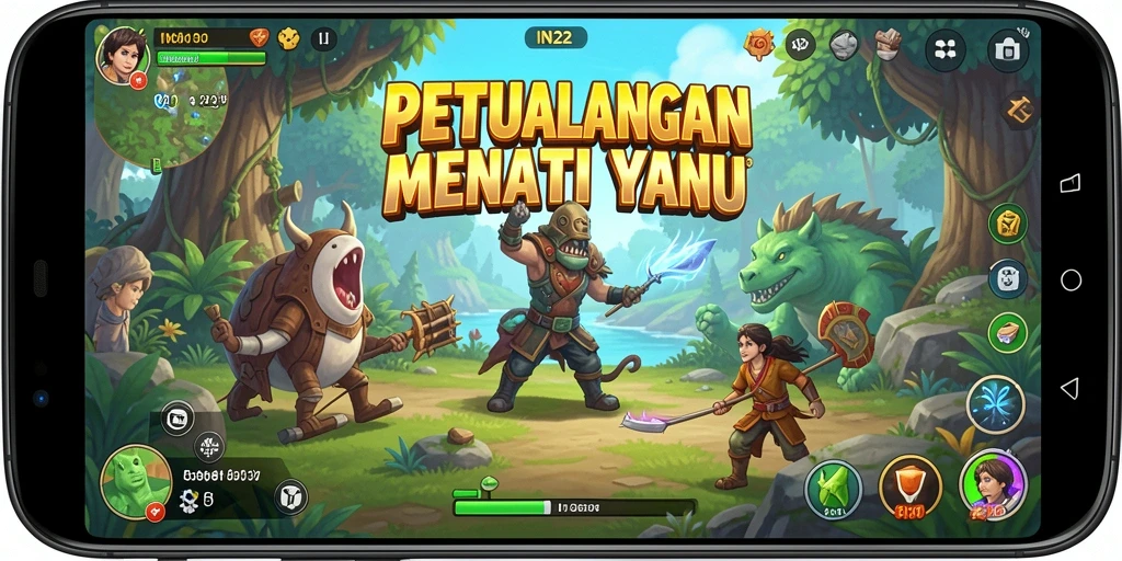 Screenshot menunjukkan aksi seru dalam permainan petualangan IN22.