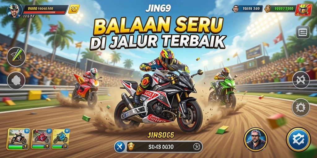 Screenshot gameplay <strong>JIN69</strong> menunjukkan akselerasi dan keseruan balapan yang mendebarkan.