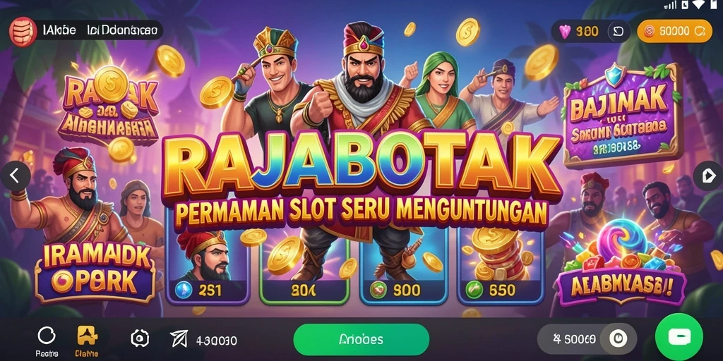Tampilan gameplay seru RAJABOTAK dengan tema slot yang memukau.