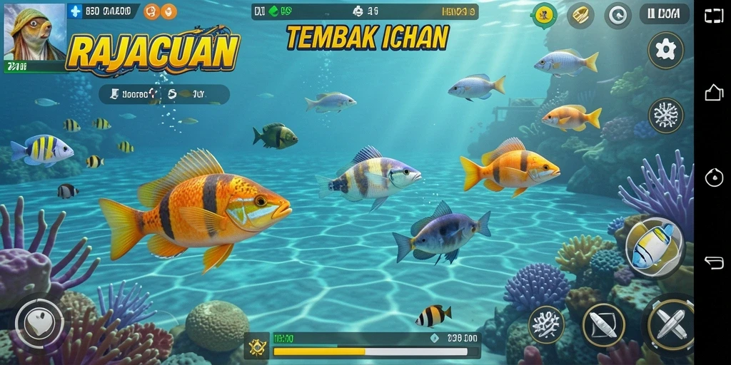 Gameplay menarik pada RAJACUAN saat berburu ikan.