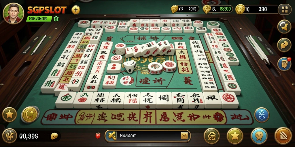 Screenshot gameplay SGPSLOT dengan desain ubin Mahjong yang menarik.