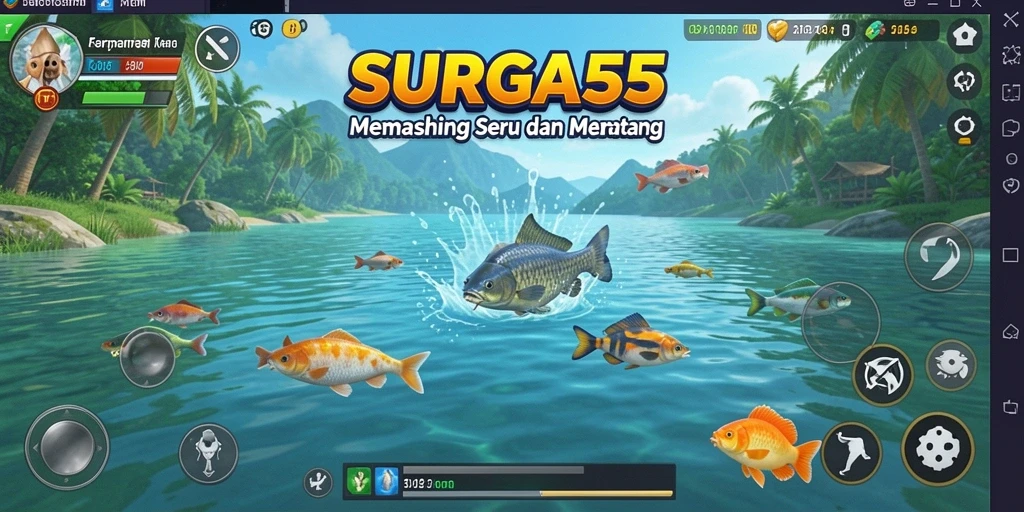 Screenshot menunjukkan gameplay memancing yang realistis dan menantang.