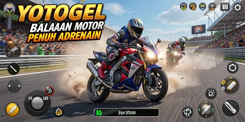 Gameplay YOTOGEL yang mendebarkan saat balapan motor.
