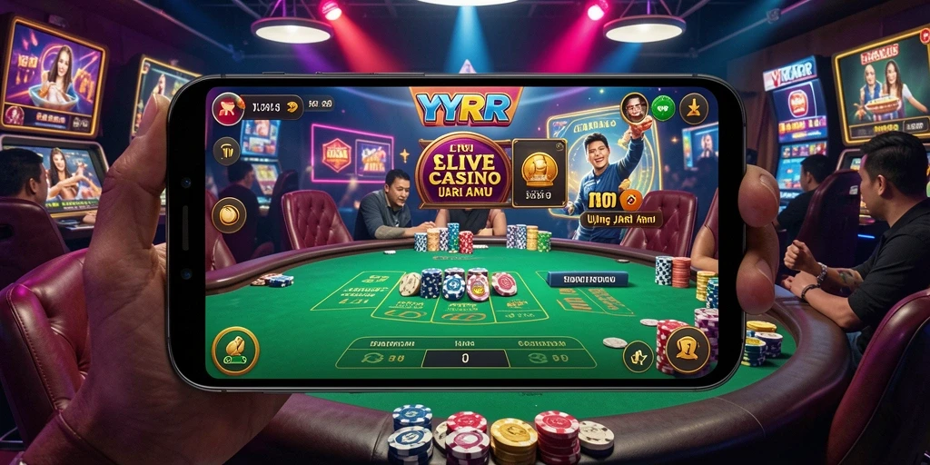 Tampilan gameplay menarik dalam aplikasi Live Casino YYRR.